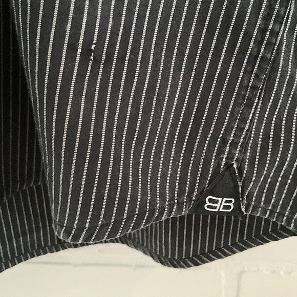 Balenciaga Men’s Button down shirt Pinstripe Black White 100% cotton FLAW XL - Picture 9 of 14